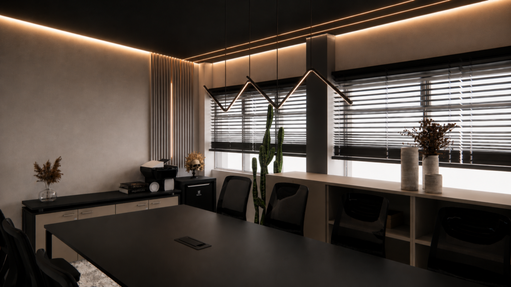Sala de reunião corporativa em drywall